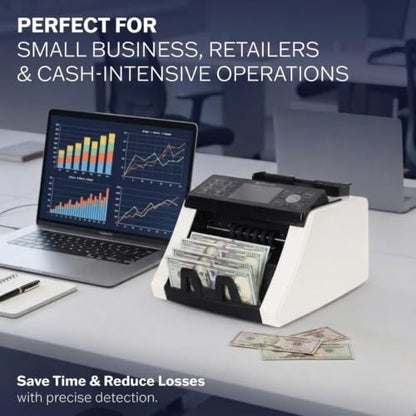 CARNATION Money Counter Machine – Cash Counting & Mixed Denomination Bill Counter, Portable Currency Detector, Counterfeit Bank Scanner, Dollar Sorter for Commercial, up to 1200 N/M, UV/MG/MT/IR/CIS - size: CN5