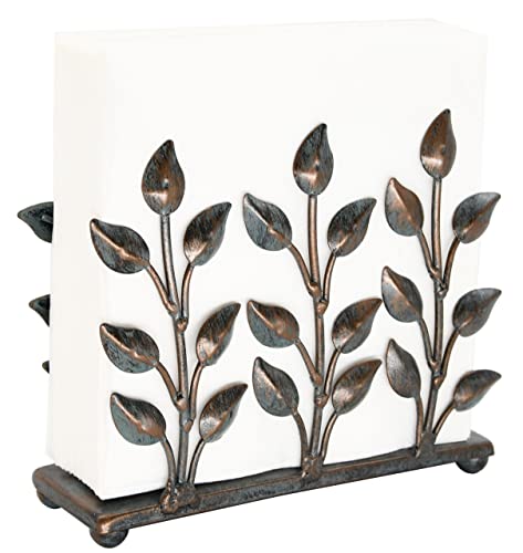 OwlGift Antique Metal Cooper Green Napkin Holder, Napkin Dispenser for Cocktail or Luncheon Napkins, Vertical Napkin Holders for Kitchen, tables, and Outdoor - color: W Cooper Green