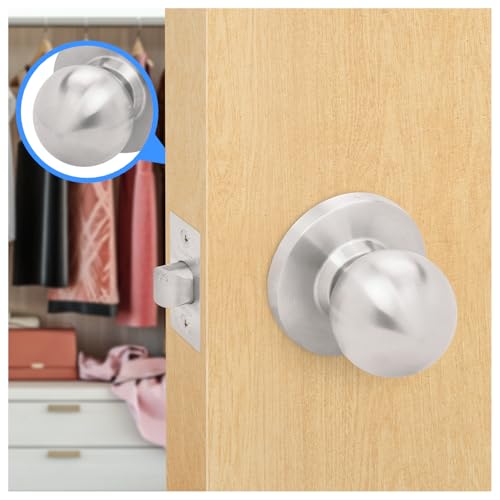 Nuk3y Bella Grade 2 Commercial Duty Cylindrical Knob Lockset UL Rated (Satin Stainless Steel, Passage) - size: Passage