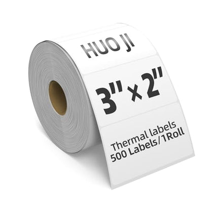 500 3x2 Thermal Labels Roll, HUOJI White Shipping Barcode Labels - color: White, size: 3x2