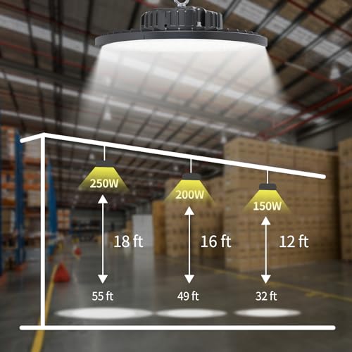 150W UFO High Bay LED Shop Lights, 6 Pack, 21000 LM, 5000K, AC110-277V