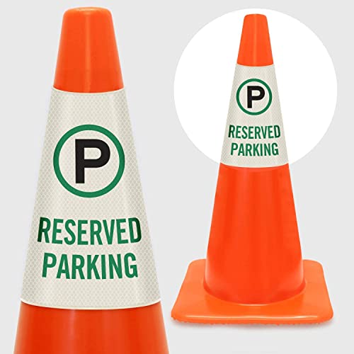 SmartSign 6-Pack 'Reserved Parking' Reflective Cone Message Sleeve Collar with Symbol, 360-Degree Visibility, Vinyl Signs for Traffic Safety Cones, 3-Side Print [Cone Not Included] - color: Reserved Parking, size: Pack of 6