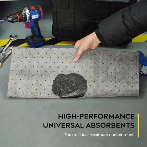 Spill Ready Universal & Oil Only Absorbent Pads Bundle 15" x 20" - 400 Pads Total, 200 Gray Universal + 200 White Oil Only, 2mm Standard Weight Sorbent Mats for Industrial Spill Cleanup