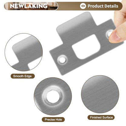 T-Shape Door Strike Plate, Satin Nickel, 2-1/8'' Hole Spacing - color: Satin Nickel