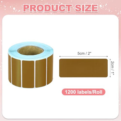 PATIKIL Thermal Labels Self-Adhesive 1x2 Brown 1200Pcs - color: Brown, size: 1 x 2 Inch