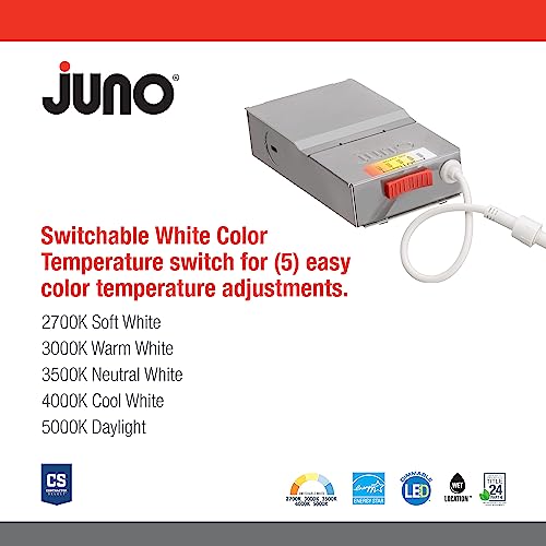 Juno WF4 ADJ SWW5 90CRI MB M6 Wafer-Thin LED Downlight, Adjustable Trim, Switchable CCT 2700K, 3000K, 3500K, 4000K, and 5000K, 90+ CRI, Matte Black, 4-Inch - color: Black, size: 4-Inch