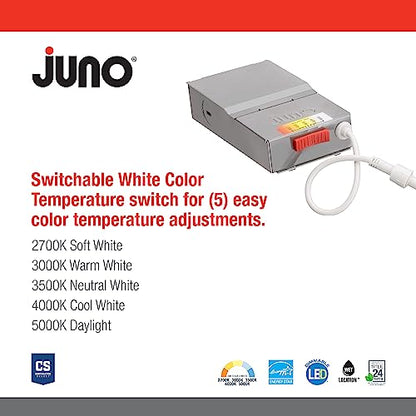 Juno 4" Adjustable LED Wafer Downlight, 5-in-1 CCT, Matte White - color: Matte White, size: 4-Inch