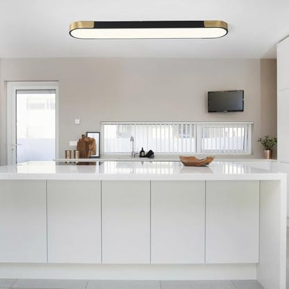 Tioolo Dimmable LED Ceiling Lights Flush Mount Ceiling Light 4FT LED Wraparound Light with Remote Linear Light Fixture for Kitchen Laundry Closet Garage Office Hallway (60W/3000-6500K) - color: Black+Gold/60W