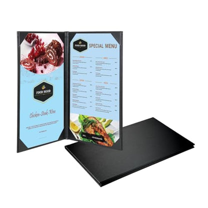 Restaurant Menu Covers Holders 8.5" X 14", 1 Pack, 2 View, Black - size: 8.5"x14"(2 views/ 1pack)