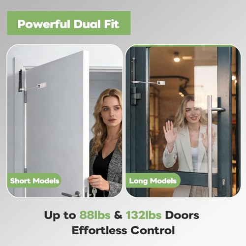 Automatic Door Closer, Stops Door Slamming, Ultra-Quiet Soft Close for Home & Apartment Doors, Upgraded Aluminum Roller Arm, Scratch-Free, Adjustable Speed, Self Closing Spring Door Closer, Silver - size: Small Size – Doors up to 88 lbs, style: Matte Silv