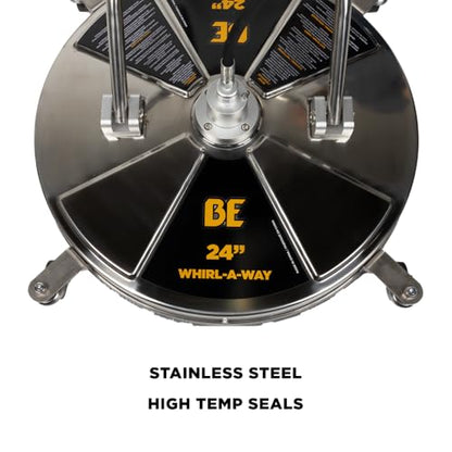 BE Power Equipment 24" Whirl-A-Way Stainless Steel Commercial Pressure Washer Surface Cleaner for Hot/Cold Water 85.403.010 - size: 24 Inch