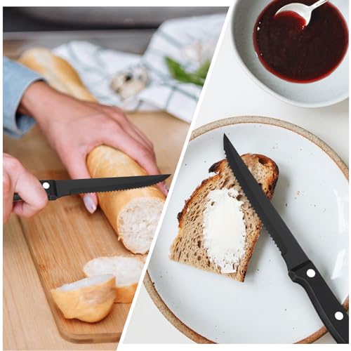 Steak Knife Sets, SANLUNS Kitchen Chef Knife Set & Serrated Knives of 8 - Professional Design Collection - Razor-Sharp High Carbon Stainless Steel Dinner Knives with Ergonomic Handles (8 Pcs - Black) - color: JB-Steak Knife-8Pc-Black