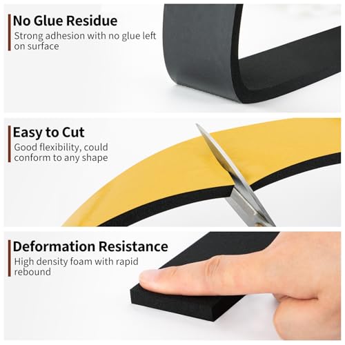 Yotache Self Sticking Foam Insulation Tape 2" W X 3/8" T, 6.5 Ft - size: 2"x3/8"x6.5 FT