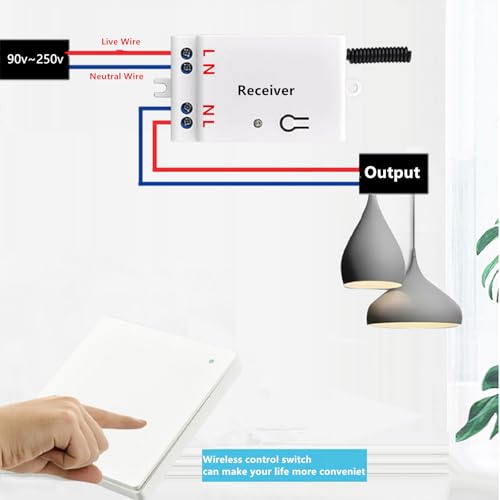 Wireless Controller Switch & Receiver Module Kit Max 100M Open Space IP54 Waterproof for Light Doors