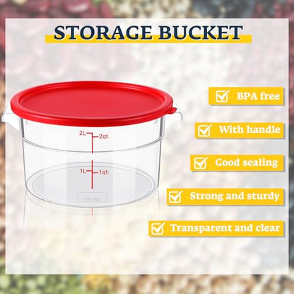 Ziliny 1 Pcs 2 Qt Dough Proofing Container with Lid and Red Scale, Red - color: Red, size: 2 Qt