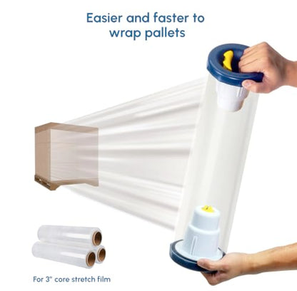 eosPAK SF-773 Hand Saver Stretch Film Dispenser; 3 Inch Core; Adjustable Brake for Tension Control; Ergonomic Design; Protects Hands from Injury; for Packaging, Shipping, Warehouse Use