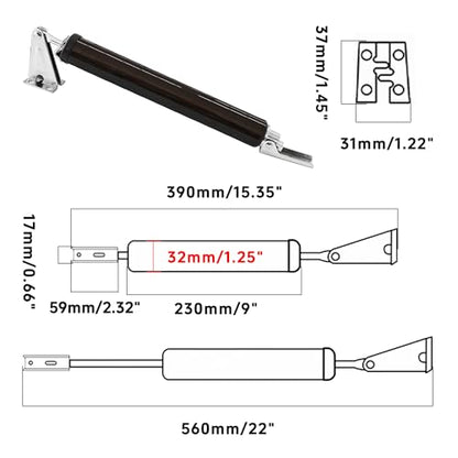 Adjustable Pneumatic Door Closer Kit, Heavy Duty Storm Door Closer with Hold Open Feature for Medium and Lightweight Screen Doors (Brown) - size: Brown
