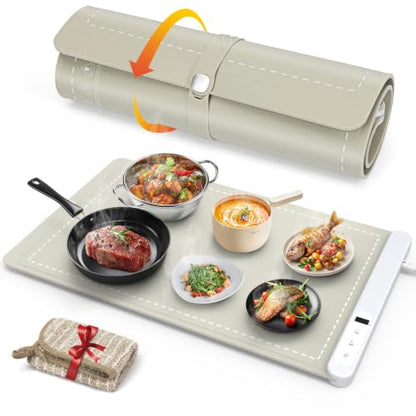FYY Warming Mat for Food 24"x15", Rapid and Full Surface Heating Khaki - color: Khaki, size: X Large Size: 24"x15"