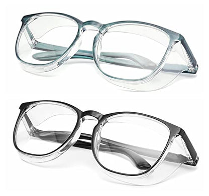 Alsenor Safety Glasses Anti Fog Goggles Protective Eyewear Blue Light Blocking Anti Dust UV Protection Glasses For Men Women (2 Pack (New Blue + Black)) - color: 2 Pack (New Blue + Black)