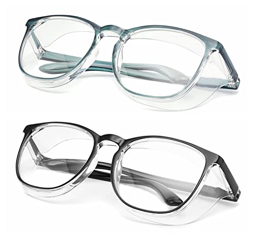 Alsenor Safety Glasses Anti Fog Goggles Protective Eyewear Blue Light Blocking Anti Dust UV Protection Glasses For Men Women (2 Pack (New Blue + Black)) - color: 2 Pack (New Blue + Black)