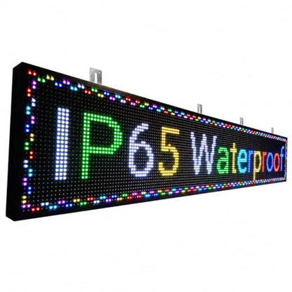 77" Programmable LED Sign, Outdoor Scrolling Message Board for Business - size: P10 77*14 INCH