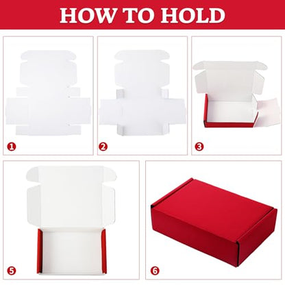 Spakon 50 Packs Shipping Boxes, Cardboard, Red, 9x 6 x 2.36 Inches - color: Red, size: 9 x 6 x 2.36 Inches
