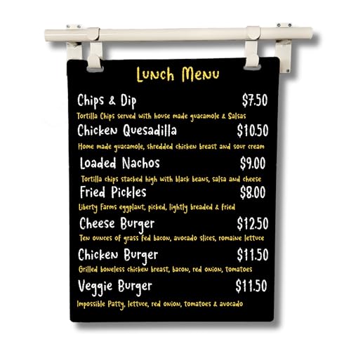 Hanging Menu Contemporary Style Chalkboard Sign, Metal Menu Display 22x28 Magnetic Surface Cafe Bar Sign for Business Price Menu (White Frame/Black Board) - color: White Frame/Black Board