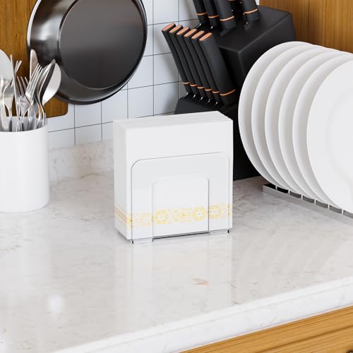 Yieach 2 Pack Square Clear Napkin Holder for Table,Party,Bar,5x5 Small Vertical Standing Lucite Napkin Holder for 8x8 Floral Paper Napkins,Modern Plastic Cocktail Napkins Holder for Dining Room Decor
