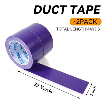 2-Pack 2 in 22 Yds Purple Duct Tape, Strong & No Residue - color: Purple