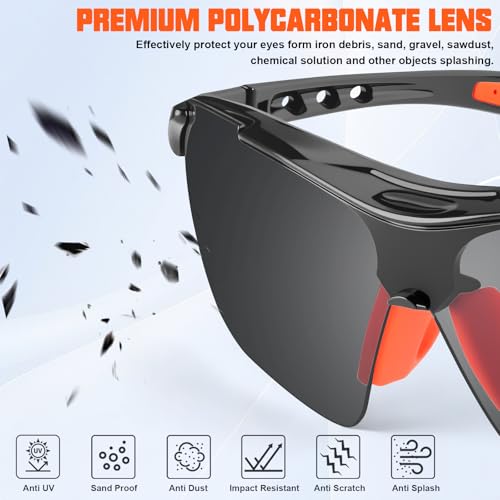 OXG Safety Glasses Bulk for Men Women, ANSI Z87 Safety Glasses UV Protection Protective Eyewear for Construction Woodworking - color: 6p-grey