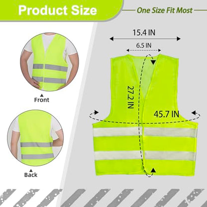 36 Pack High Visibility Safety Vests Mesh Security Vest with Reflective Silver Strips Construction Vest Bulk - color: Yellow