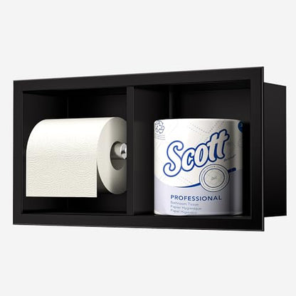 Neodrain Matte Black Recessed Toilet Paper Holder,for Standard/Mega Roll - color: Matte Black