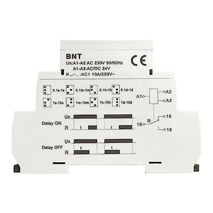 BNT 10A Dual Function Timer Relay Delay On Delay Off Relay AC230V&DC24V Time Relay