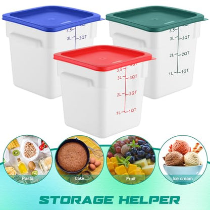 Ziliny 6 Pcs 4qt Commercial Food Storage Container with Lid, Square