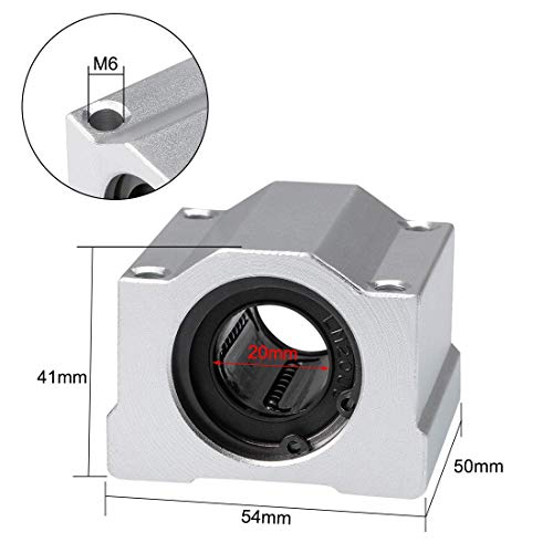 Linear Motion Ball Bearing Slide Block, SCS20UU 20mm Pillow Block Closed Linear Bearing Aluminum Bushing Linear Rail Support Guide Shaft Bearing for CNC 3D Printer Parts 4 Pack - size: 20mm