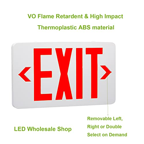 LED Exit Sign, Emergency Exit Light with Battery Backup, Double Face, UL 924, AC 120/277V, Damp Location, Hardwired Red Letter Exit Lights for Business Commercial - size: 2-Pack