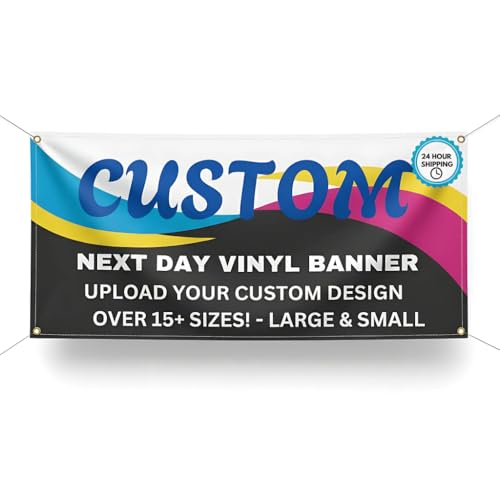 Custom Vinyl Banner - Vinyl Printed Personalized Banner Indoor & Outdoor Use for Display, Business, Events, Trade Shows, Grand Openings, Celebrations - ANY SIZE, ANY DESIGN - Next Day Turnaround | Print with Provision (Portrait) - size: Portrait