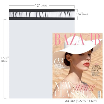 100Pcs Poly Mailers 12x15.5Inch Adhesive Sealing Envelopes,Mailing Envelopes for Clothing,Mailing Bags for clothing, books and accessories, Waterproof - size: 12*15.5