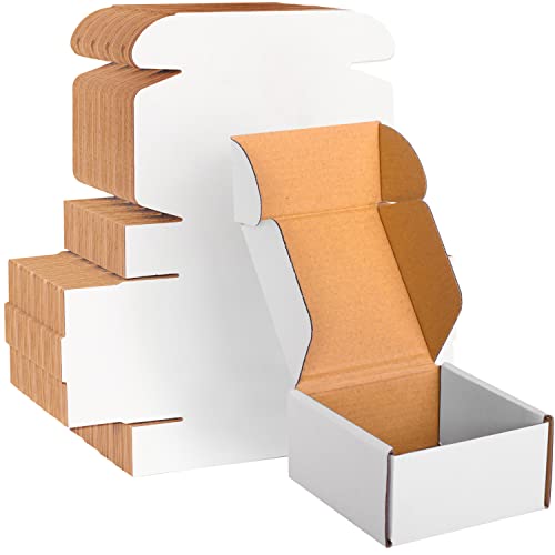 4x4x2 White Cardboard Boxes - 30 Pack Small Shipping Boxes for Small Business Mailing, Corrugated Packaging - color: White, size: 4 x 4 x 2