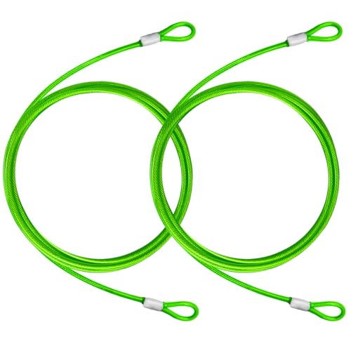 4.7mm(3/16") Steel Security Cable with Loops, Bike Lock Cable, 2Pack - color: Green, size: 6FT-(2Pack)