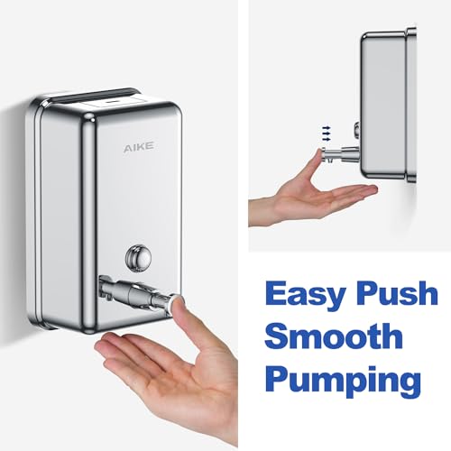 AIKE 37oz Liquid Soap Dispenser for Bathroom Easy Push,Mirror Silver - color: Mirror Silver