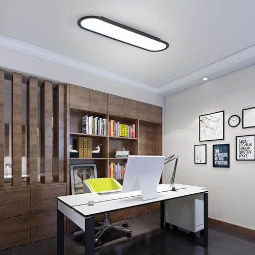 Ganeed Modern Linear Ceiling Lights, 36W LED High Brightness Long Ceiling Lamp, 27.6 Inch Ultra Thin Low Profile Light Fixture for Bedroom Kitchen Closet Hallway, Black/Cool White 6000K - color: Cool White/27.6 Inch/Black, size: Cool White/27.6 Inch