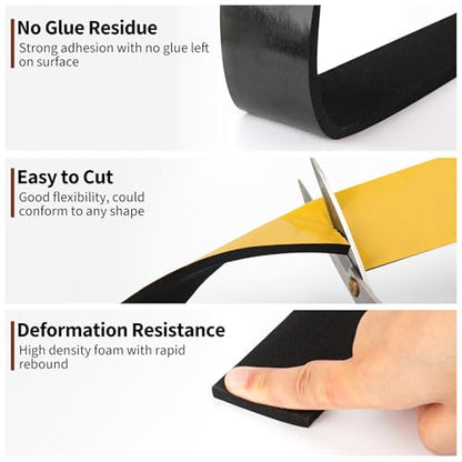 Yotache Neoprene Weather Stripping 2" W X 1/8" T, 16 Ft Length - size: 2"x1/8"x16 FT