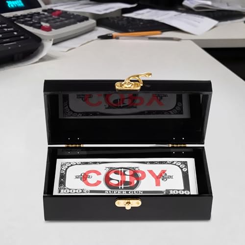 Beeveer 2 Pcs Acrylic Lockable Cash Box Cash Organizer Money Holder Single Row Currency Organizer Money Container for Cash Storage Saving Collector (Black)