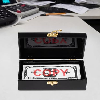 Beeveer 2 Pcs Acrylic Lockable Cash Box Cash Organizer Money Holder Single Row Currency Organizer Money Container for Cash Storage Saving Collector (Black)