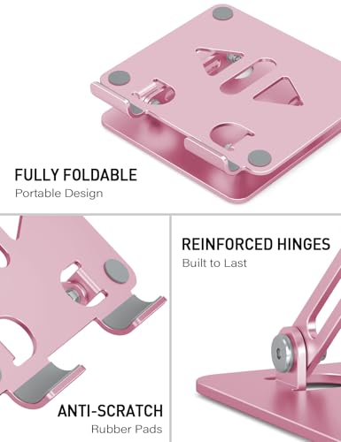 Aoviho Tablet Stand for Desk,Adjustable Tablet Holder,Rose Gold - color: Rose Gold