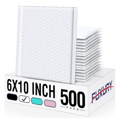 Fuxury White Bubble Mailers 6x10 Inch Padded Envelopes 500 Pack Bulk - color: White, size: 6x10" 500PC