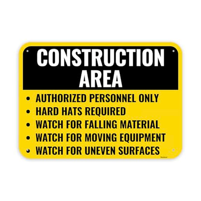 1PC Construction Area Sign, 14 x 10 Inches - Aluminum - Danger Zone Under Construction Safety Site Signs For Jobsites - color: Construction Area