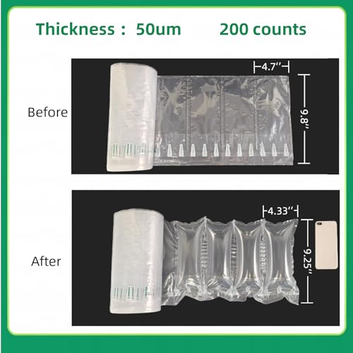200 Count Air Pillows for Shipping 4.7" x 9.8" Box Filler Great Alternative to Packing Peanuts, Inflatable Air Bags for Packing Recyclable Packaging Material Purse Stuffing for Shape - size: 4.7"x9.8" (200 count)