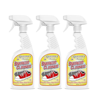 Grandma's Secret Sneaker Cleaner - Shoe Cleaner for Rubber, Canvas and Leather - Stain Remover Spray Removes Dirt, Grime and Grass - Sneakers Cleaner for Outdoor Shoes, Slippers and Moccasins – 16 oz - size: 16.00 Fl Oz (Pack of 3), style: Sneaker Cleaner